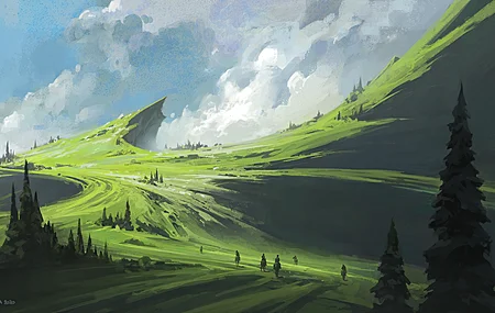 热门田野 树木 AI艺术 绘画 电脑 高清壁纸 3840×2160