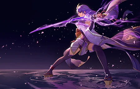 破碎 紫色头发 辫子 动漫女孩 雷登幕府 原神 紫色眼睛 和服 电脑 无水印壁纸 5760×3402