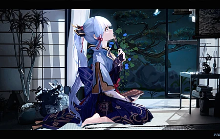 马尾辫 蓝头发 蓝眼睛 动漫 动漫女孩 电脑 壁纸 9500×4820