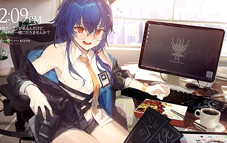 热门红眼睛 蓝头发 动漫 动漫女孩 电脑 4K壁纸 6000×3590