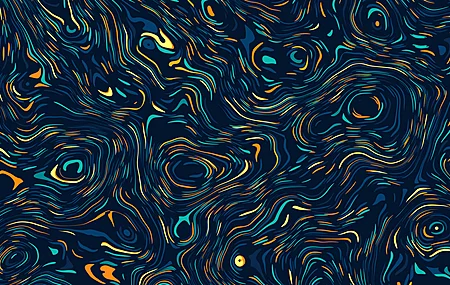 唯美抽象 黄色 青色 橙色 漩涡 AI艺术 插图 蓝色 电脑 壁纸 3840×2160