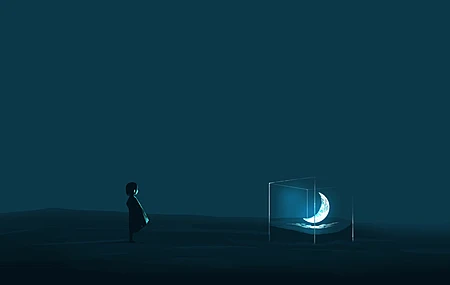 优雅 AI艺术 图片 插图 极简主义 月亮 抽象 电脑 壁纸 5640×2400