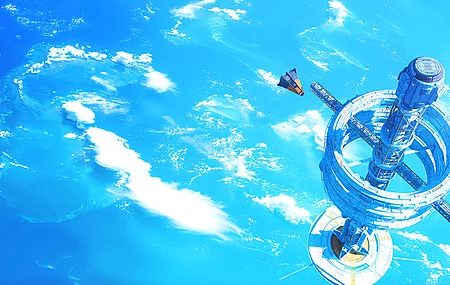 精选空间站 宇宙飞船 AI艺术 云 环形空间 戒指 电脑 高清壁纸 3840×2160