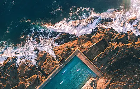 自然 水 岩石 鸟瞰 风景 大海 游泳池 电脑 壁纸 3992×2992