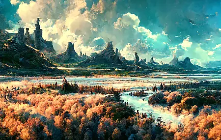 高清风景 山脉 湖泊 植物 自然 云 艺术 电脑 高清壁纸 4096×2304