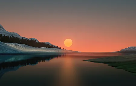 唯美AI艺术 风景 太阳 水 自然 日落 夕阳辉光 电脑 4K壁纸 3840×2160