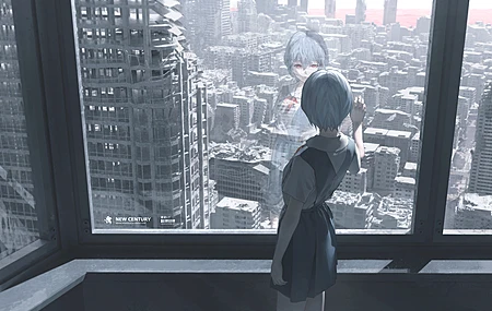 废墟 动漫女孩 霓虹创世纪福音 电脑 桌面壁纸 5000×2571
