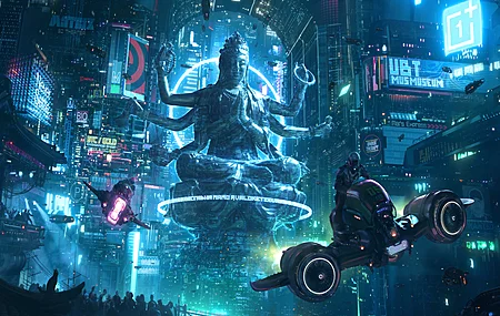 热门赛博朋克 雕像 车辆 科幻小说 AI艺术 电脑 高清壁纸 3840×2160