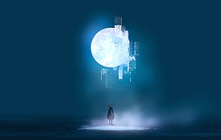 优雅 AI艺术 图片 插图 概念艺术 环境 风景 抽象 绘画 天空 月亮 电脑 无水印壁纸 5640×2400