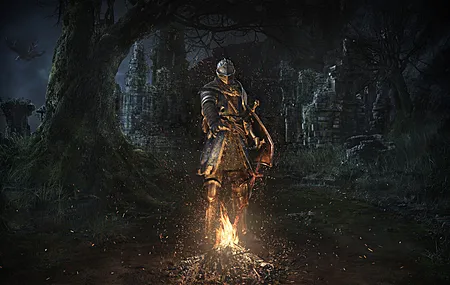 骑士 黑暗灵魂 游戏CG 火 树 夜 城堡 电脑 壁纸 3840×2160