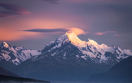 风景 自然 摄影 山脉 新西兰库克山 雪 峰 云 日落 电脑 壁纸 5120×2880
