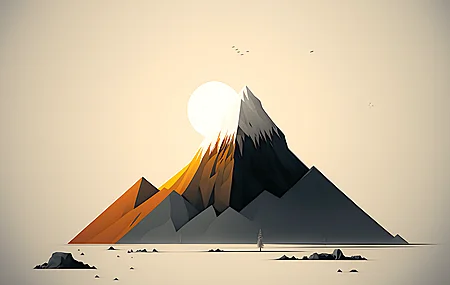 热门极简主义 艺术 简单背景 矢量 山脉 自然 日落 日出 风景 电脑 壁纸 3840×2160