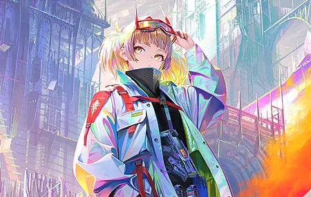 看向别处 动漫女孩 黄色眼睛 五颜六色 剪裁 电脑 壁纸 3840×2160
