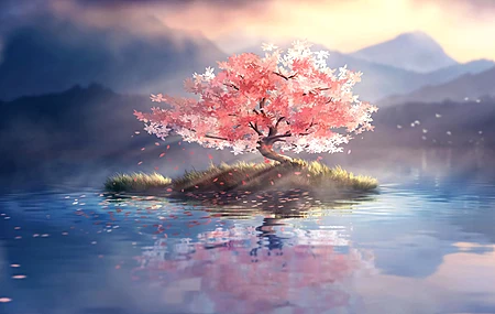 绝美树 水 自然 山 动漫 电脑 高清壁纸 3840×2160