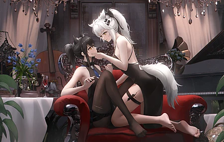动漫女孩 大提琴 乐器 花 茶 明日方舟 电脑 4K高清壁纸 5000×2800