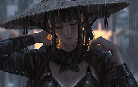 热门女战士 原创人物 齐肩发 奇幻战士 黑发 动漫女孩 电脑 高清壁纸 4096×2243