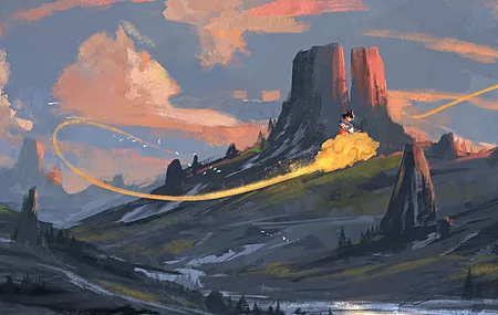 热门动漫 风景 天空 云 艺术状态 自然 动漫男孩 龙珠 孙悟空 电脑 高清壁纸 3840×2160
