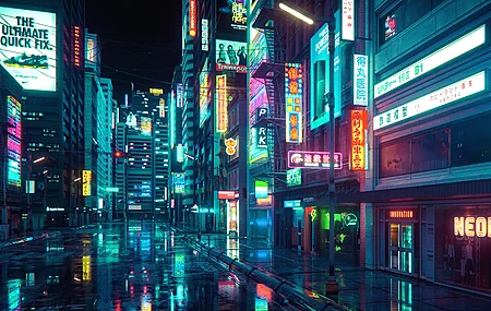 高清城市 建筑 街道 夜晚 赛博朋克 电脑 无水印壁纸 3840×2160
