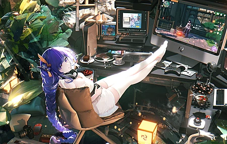 精选动漫 动漫女孩 长袜 白色长袜 电脑 桌面壁纸 5210×3500