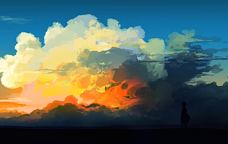 优雅 AI艺术 图片 插图 素描 云 日落 风景 电脑 壁纸 5640×2400