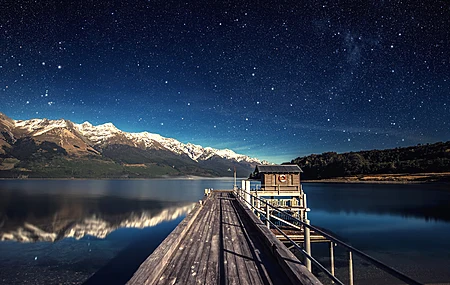 风景 星星 山 水 夜 湖 自然 地平线 平静的水 雪峰 户外 反射 电脑 高清壁纸 3840×2160