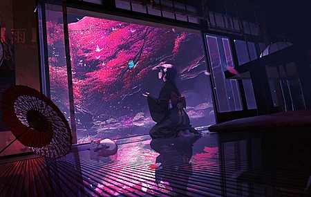 生命线 跪着 看向别处 抬头 原神 雷登幕府 电脑 高清壁纸 6000×2800