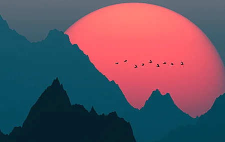 超清AI艺术 插图 风景 极简主义 山脉 阳光 无水印壁纸 3840×2160