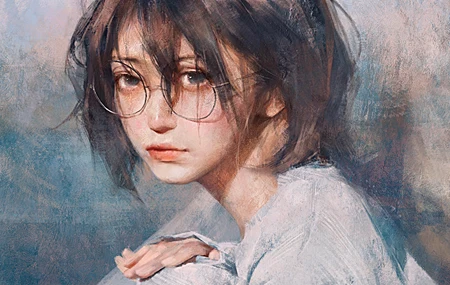 女性 AI艺术 眼镜 绘画 桌面壁纸 3840×2160