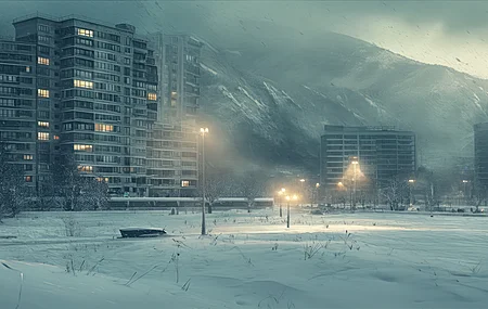 雪 广角 城市 风景 旅途中 冬天 数字艺术 电脑 壁纸 5120×2160