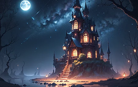 绚丽黑暗大师 人工智能艺术 自然 建筑 电脑 桌面壁纸 4096×2400