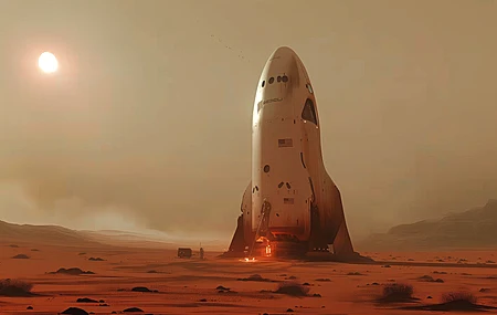 AI艺术 插图 火箭 火星 电脑 4K高清壁纸 5824×3264