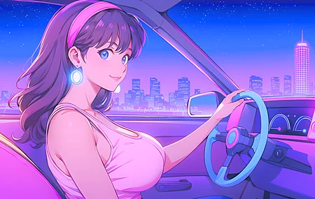 动漫女孩 霓虹灯 人工智能艺术 电脑 壁纸 3840×2160