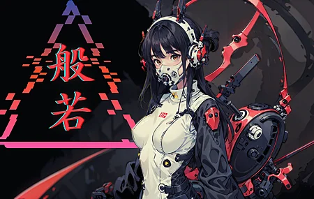 AI艺术 动漫女孩 霓虹灯 电脑 壁纸 3840×2160