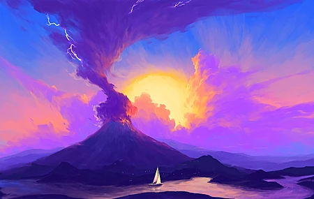 风景 云 船 自然 河 太阳 天空 签名 电脑 4K高清壁纸 3840×2160