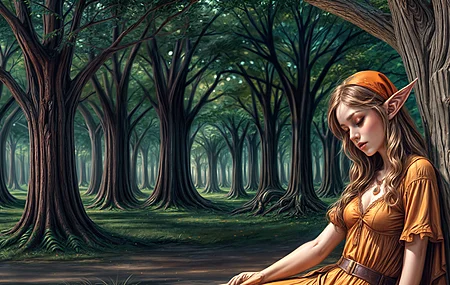 绚丽精灵 女人 奇幻艺术 森林 AI艺术 电脑 壁纸 3840×2160