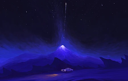 绝美插图 风景 自然 夜 夜景 山 车辆 汽车 电脑 壁纸 3840×2160
