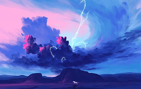 唯美数字艺术 艺术品 插图 风景 自然 天空 云 风暴 闪电 马 电脑 无水印壁纸 3840×2160