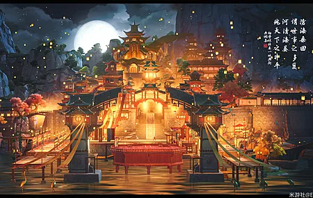 绚丽动画 屏幕截图 月亮 灯笼 元宵节 春节 山 中国建筑 汉字 电脑 手机壁纸 3840×2263