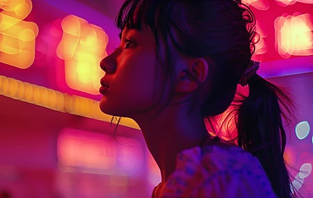 女性 亚洲 人工智能艺术 城市 霓虹灯 电脑 4K高清壁纸 5824×3264