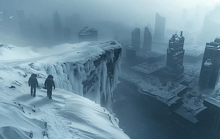 经典AI艺术 南极洲 废墟 雪 冬天 城市 电脑 壁纸 5824×3264