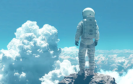 宇航员 人工智能艺术 云 蓝色 晴朗的天空 天空 电脑 高清壁纸 5824×3264