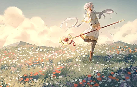 魔法杖 草地 小花 电脑 壁纸 4093×2803