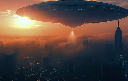热门宇宙飞船 城市 人工智能艺术 日落 电脑 4K壁纸 8000×4483