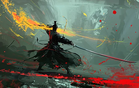 热门武士 人工智能艺术 插图 剑 绘画 电脑 无水印壁纸 5824×3264
