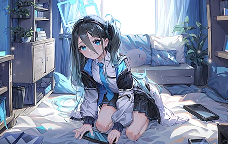 长发 看着观众 蓝眼睛 蓝色档案 天斗爱丽丝 萝莉 电脑 壁纸 3840×2160