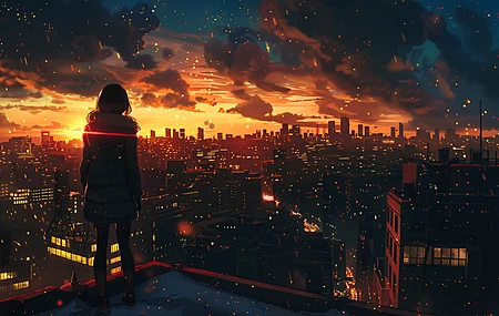 超清人物 城市景观 云彩 日落 夜晚 AI艺术 屋顶 天空 电脑 手机壁纸 3840×2160