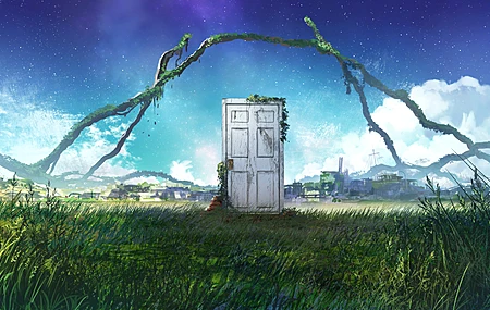 草 门 云 天空 艺术品 铃木 电影剧照 风景 星星 门把手 电脑 壁纸 4320×2430