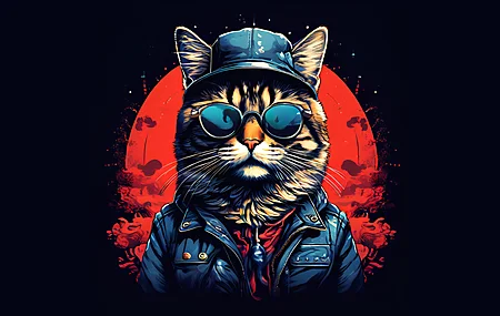 人工智能艺术 猫 太阳镜 电脑 壁纸 3840×2160