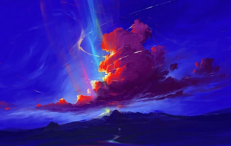数字艺术 艺术品 插图 风景 云 山 天空 鸟 自然 电脑 无水印壁纸 3840×2160