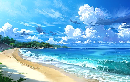 唯美海滩 海 云 沙 波浪 海岸 草 天空 楼梯 户外 地平线 积云 电脑 壁纸 3932×2202